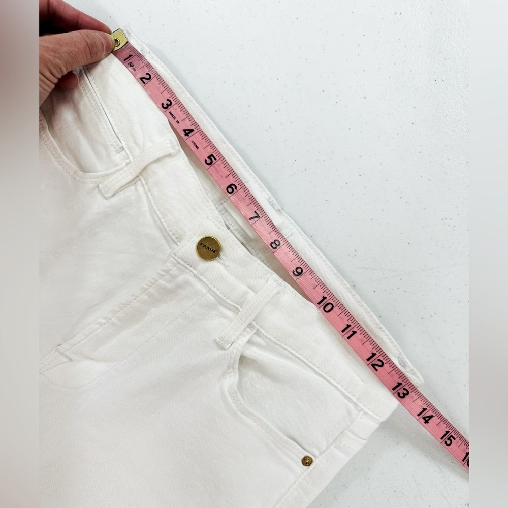 FRAME Le High Straight Blanc White Jeans Cropped Clean Minimal Resort Coastal 27 - Picture 7 of 16